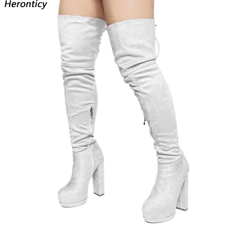 Zip Up Boots Short - Heronticy Handmade Women Winter Thigh Boots
