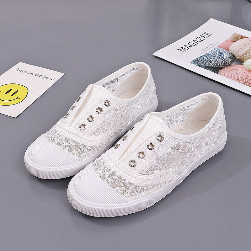 Loafer Flat Women - Fashion Lace White Canvas Shoes Women