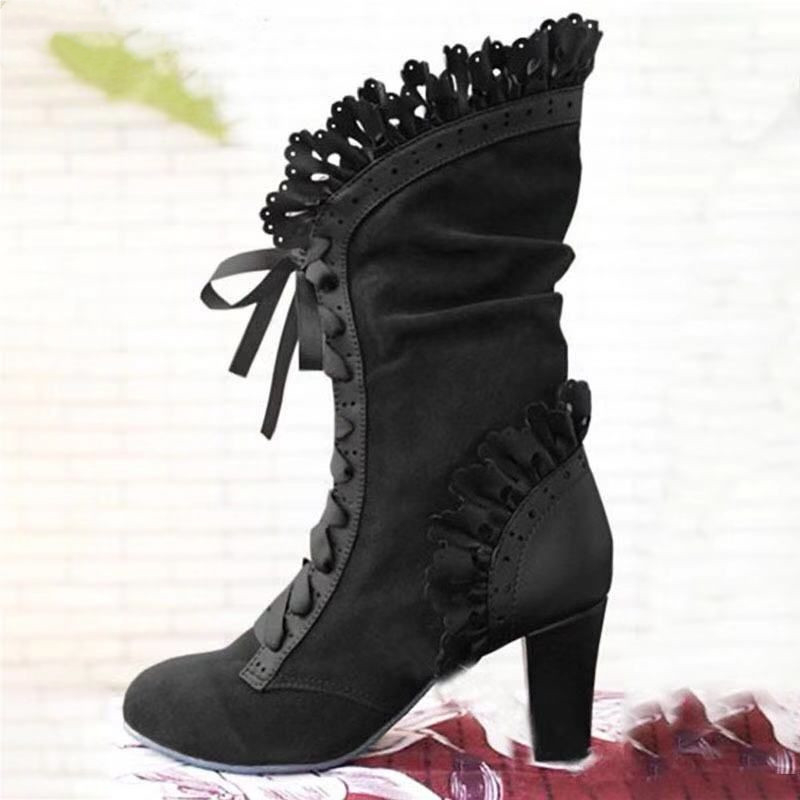 Women Shoes Jeans - Women Lace Women's High Heel Middle