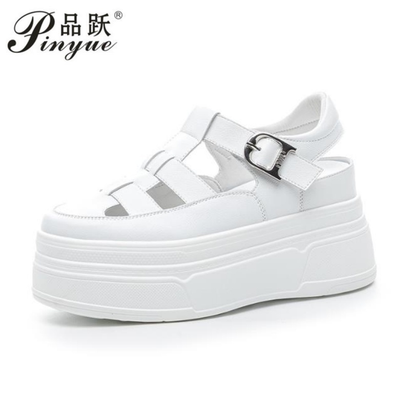 Women'S Shoes Casual Sneakers - 8.5cm Hollow Full Cow Genuine Leather