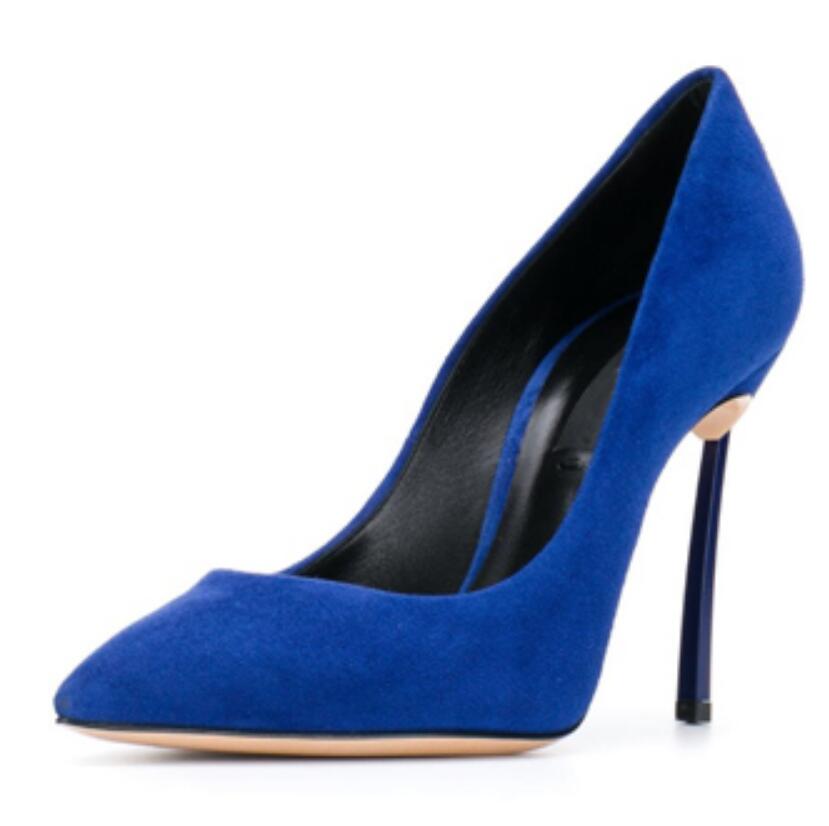Court Heel Pointed - Women Pointed Toe Blade Pumps Metal