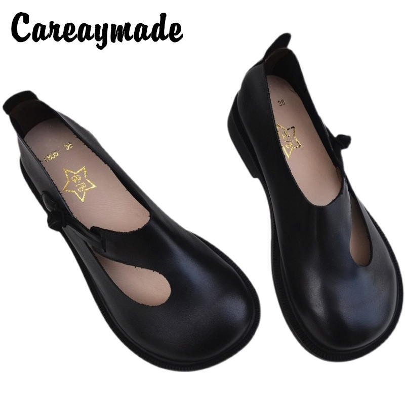 Women Shoes Casual - Careaymade-Genuine Leather Big Shoes Retro National