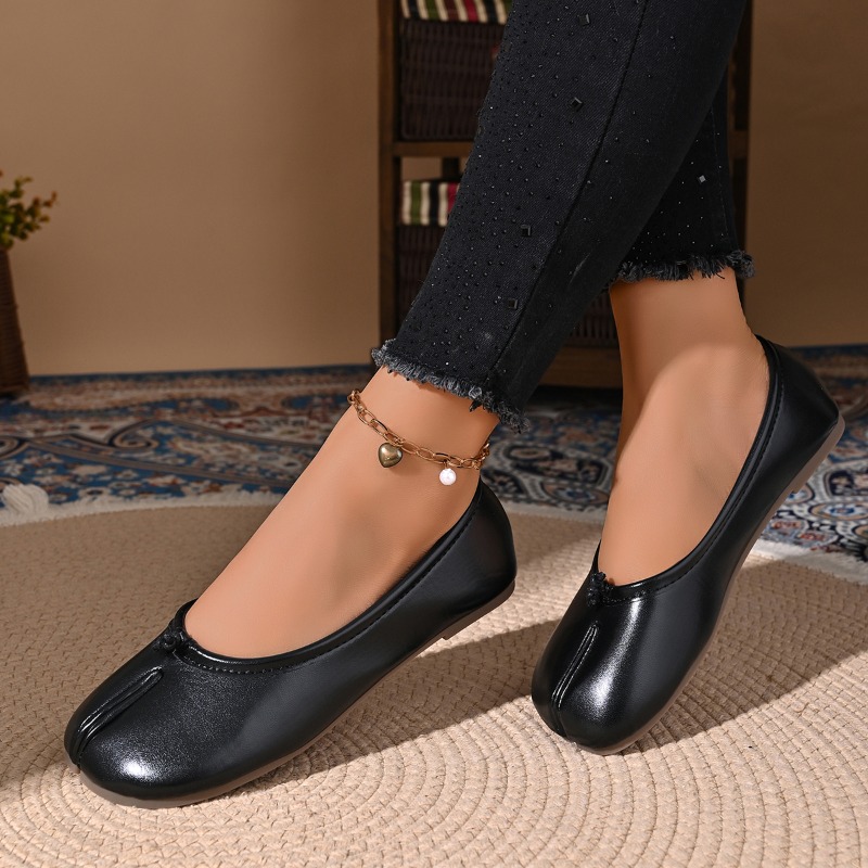 Women Shoes Jeans - Women Cozy Leather Flats Split Hoof