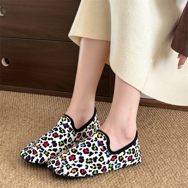 Loafer Flat Women - Winter Cotton Shoes Women Leopard Print