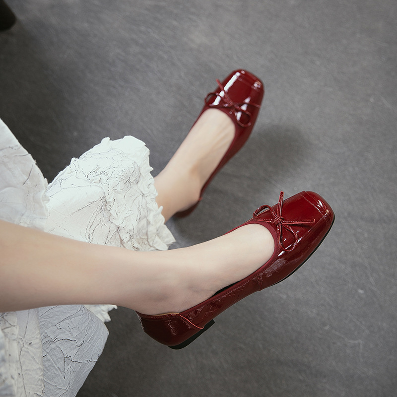 Genuien Leather Round Toe Low  - Women Shoes Japanese Brand recension och pris