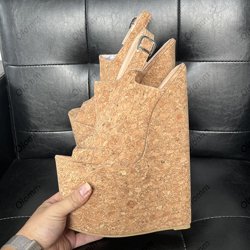 Olomm Handmade Women Summer Pl - Cork Wedge Sandal recension och pris