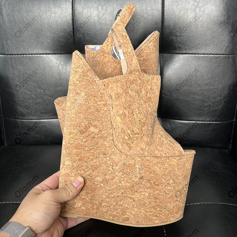 Olomm Handmade Women Summer Pl - Cork Wedge Sandal recension och pris