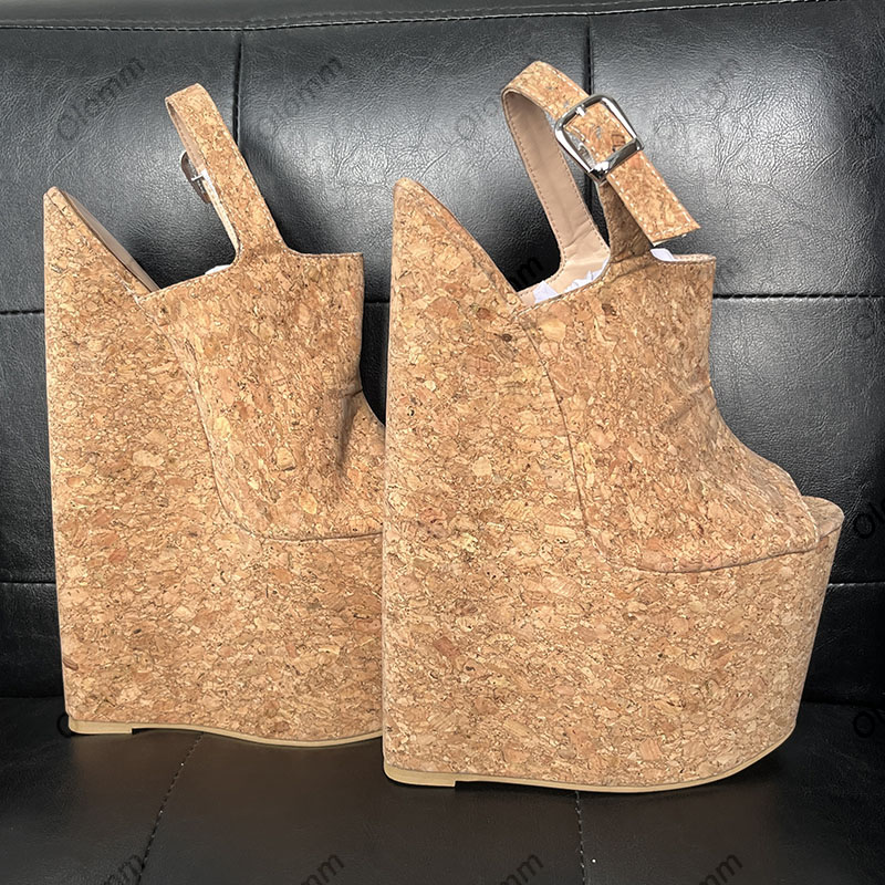 Olomm Handmade Women Summer Pl - Cork Wedge Sandal recension och pris