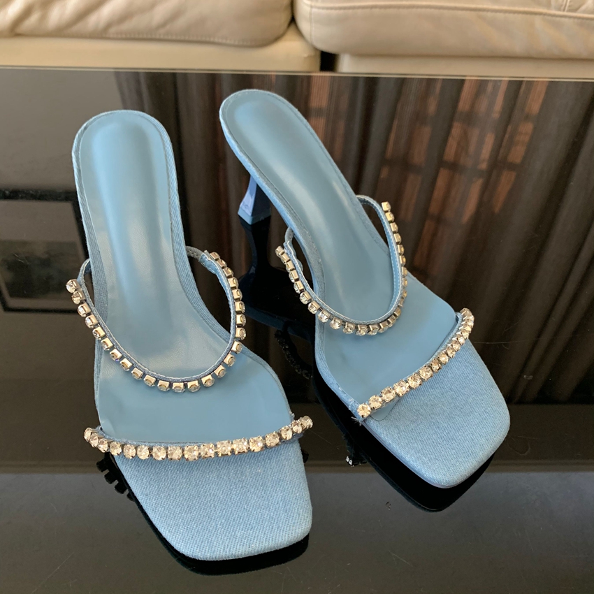 Denim Rhinestone Heels Sandals - Women Shoes Jeans recension och pris