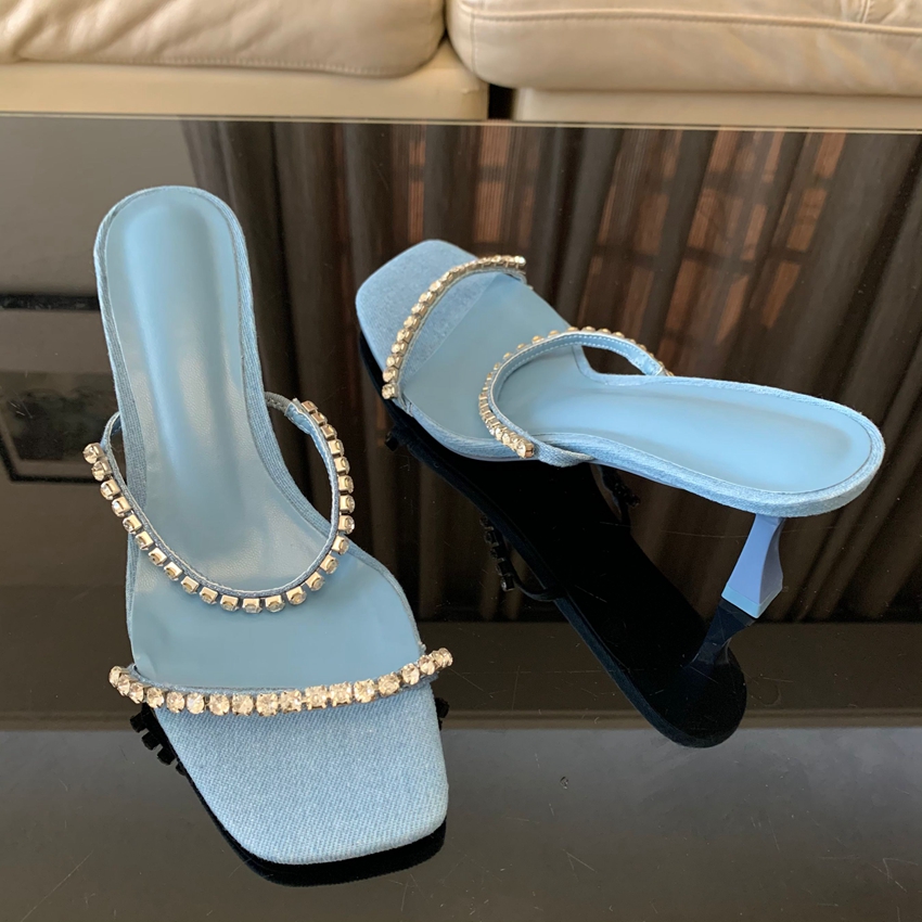 Denim Rhinestone Heels Sandals - Women Shoes Jeans recension och pris