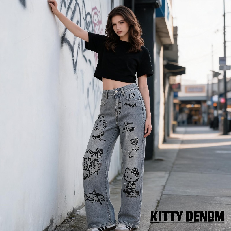 Cute Keiokitty Rhinestone Graf - Women Shoes Jeans recension och pris