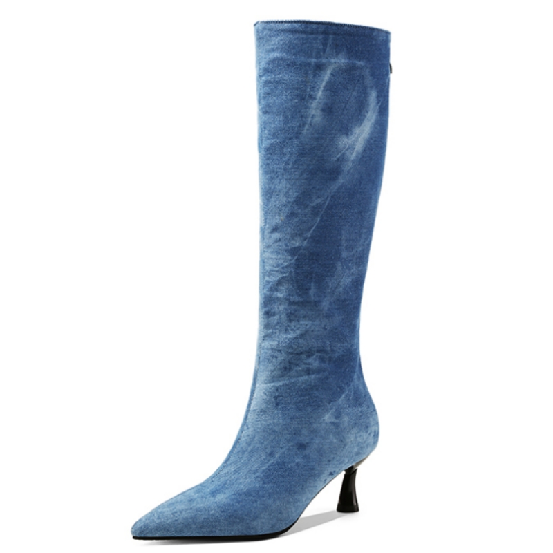 Blue Jeans Knee High Boots Wom - Women Shoes Jeans recension och pris