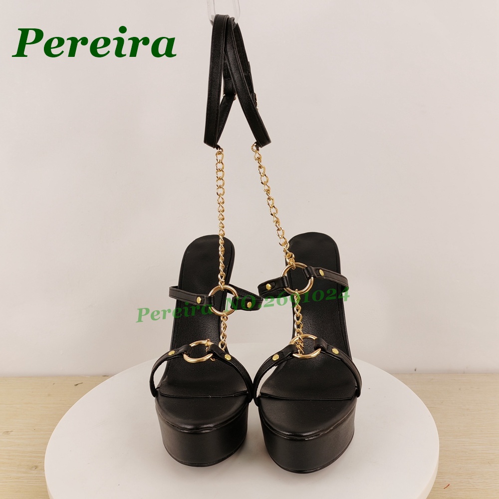 Women's Black Platform Stilett - Gold Chain Sandal recension och pris