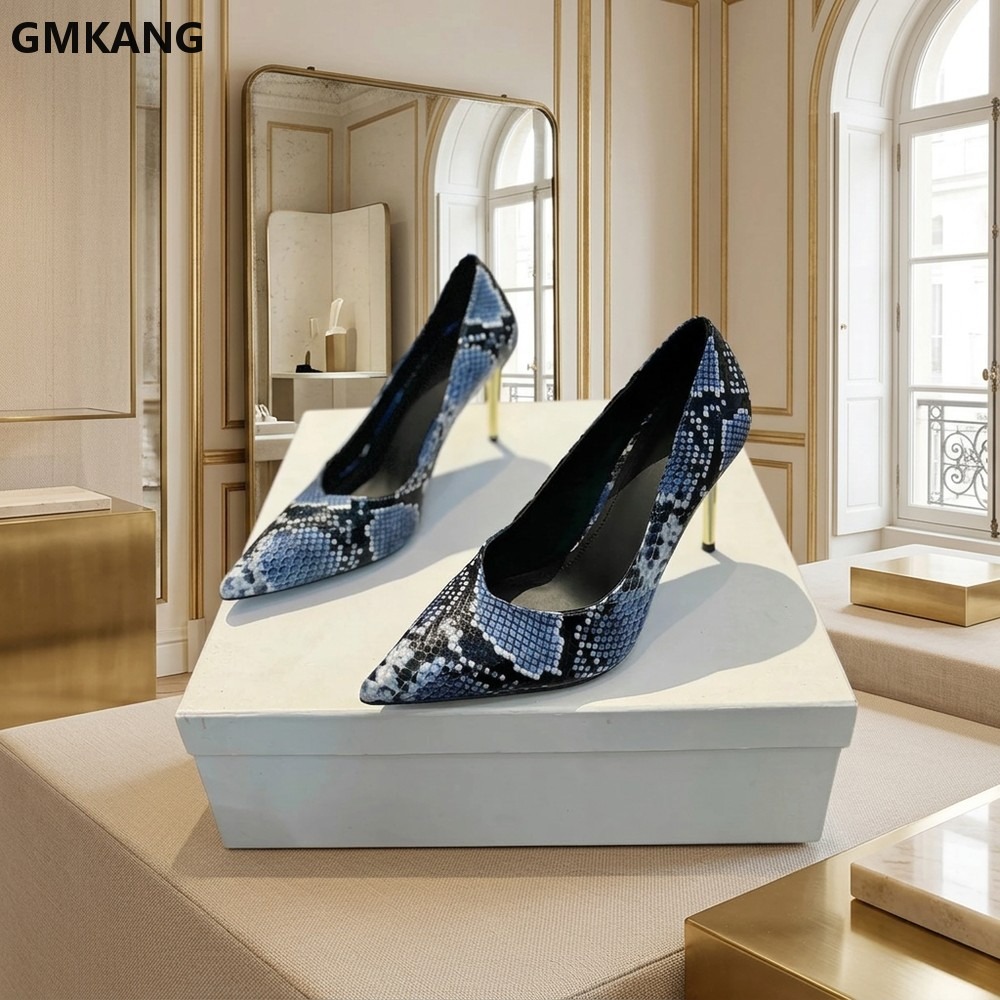 Women Snake Print Pointed Toe  - Court Heel Pointed recension och pris