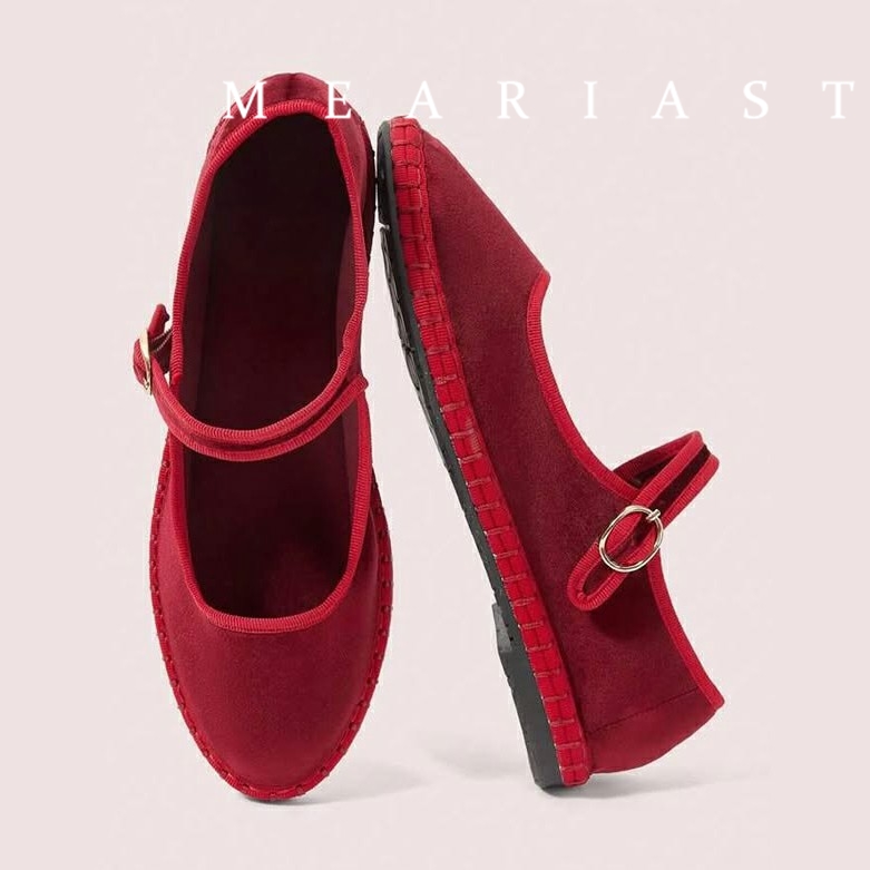 Red Mary Jeans Flats Shoes Wom - Women Shoes Jeans recension och pris