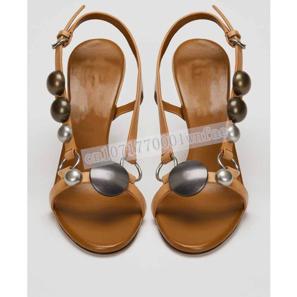 Women Brown Leather Slingback  - Ankle Strap Heels recension och pris