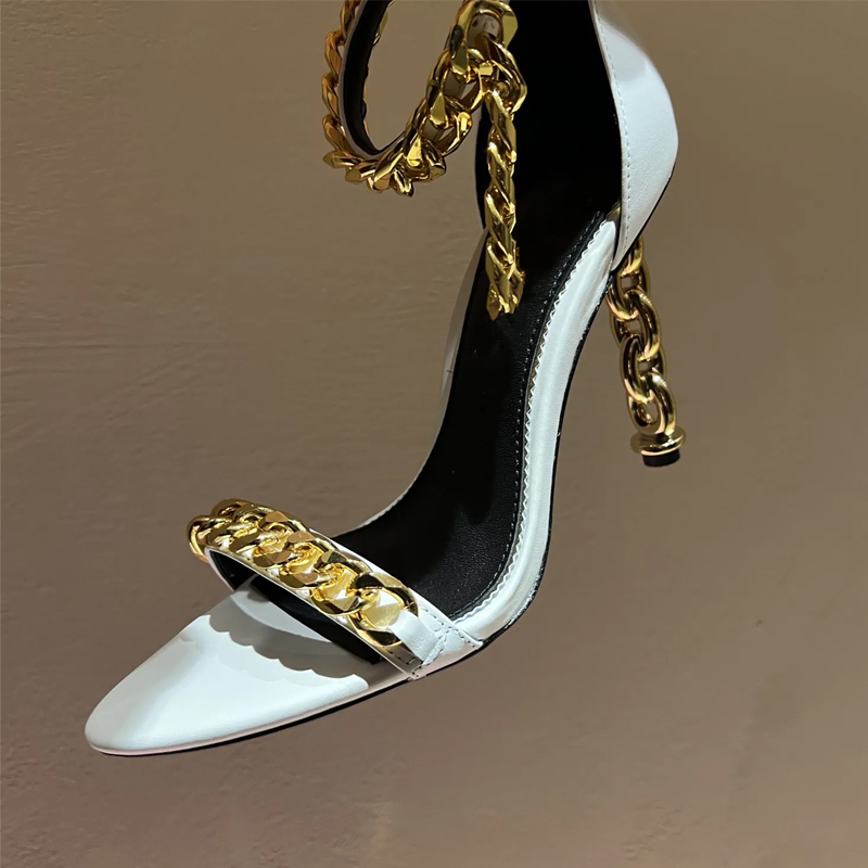 Sexy Gold Chain Heel Pointed T - Gold Chain Sandal recension och pris
