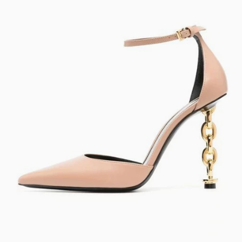 Sexy Gold Chain Heel Pointed T - Gold Chain Sandal recension och pris