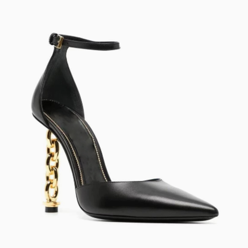 Sexy Gold Chain Heel Pointed T - Gold Chain Sandal recension och pris