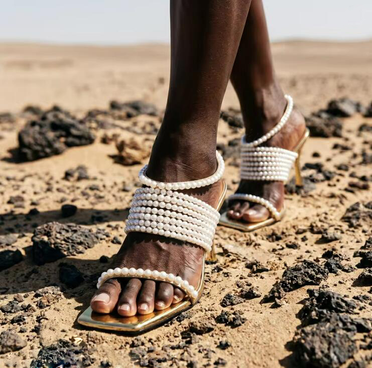 Glossy Pearl Chains Straps Sli - Gold Chain Sandal recension och pris