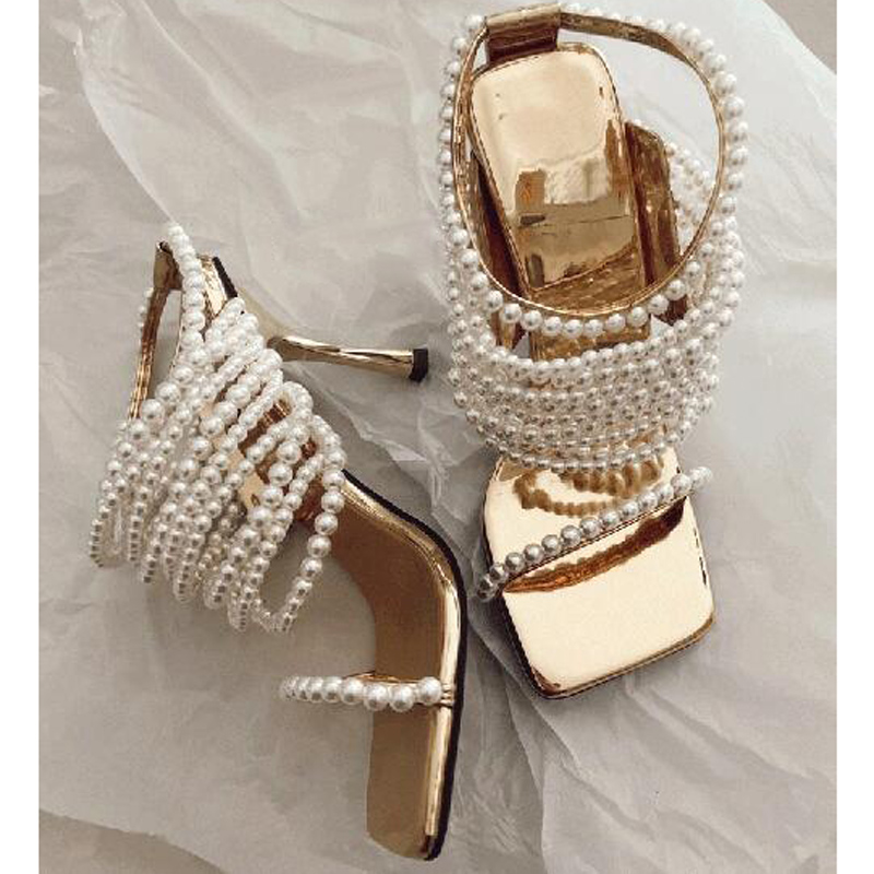 Glossy Pearl Chains Straps Sli - Gold Chain Sandal recension och pris