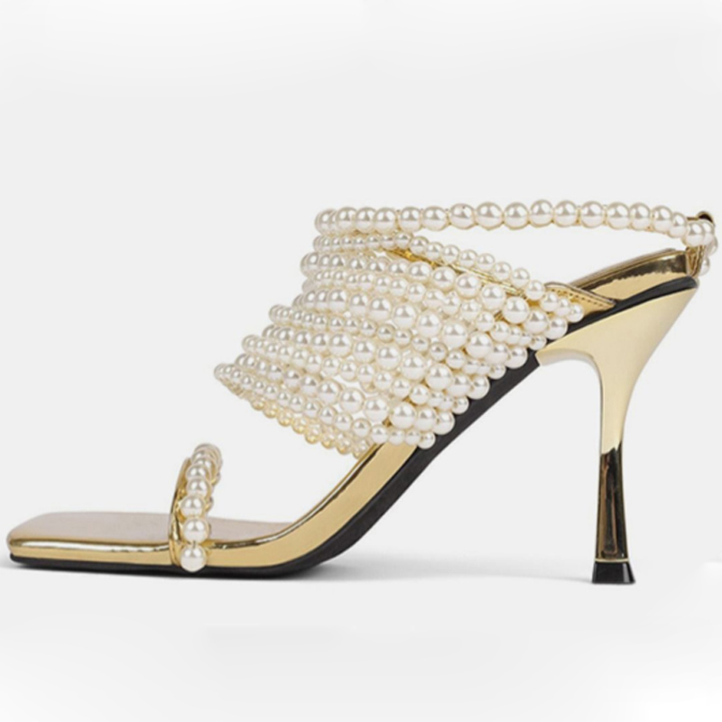 Glossy Pearl Chains Straps Sli - Gold Chain Sandal recension och pris