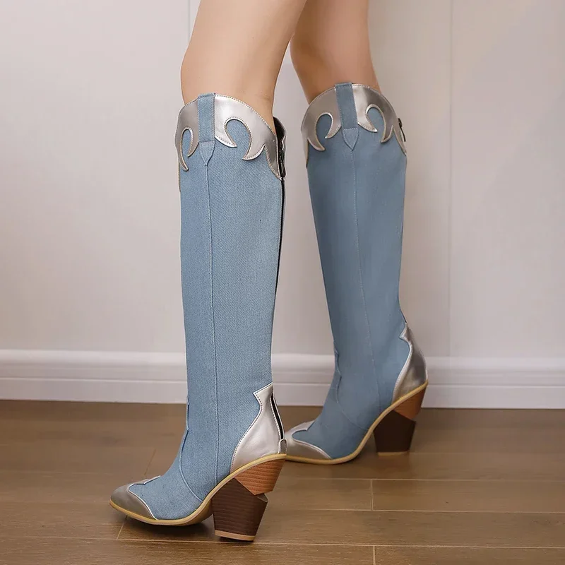 Big Size Western Women Knee Hi - Zip Up Boots Short recension och pris